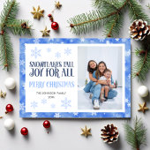 クリスマスグリーティングブルー雪片ファミリーの写真 シーズンカード