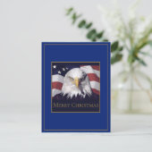 クリスマスグリーティングポストカード アメリカ国旗と鷹 シーズンポストカード (スタンド正面)