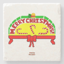 クリスマスグリーティングマーブルストーンコースター ストーンコースター
