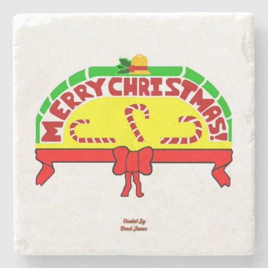 クリスマスグリーティングマーブルストーンコースター ストーンコースター (正面)