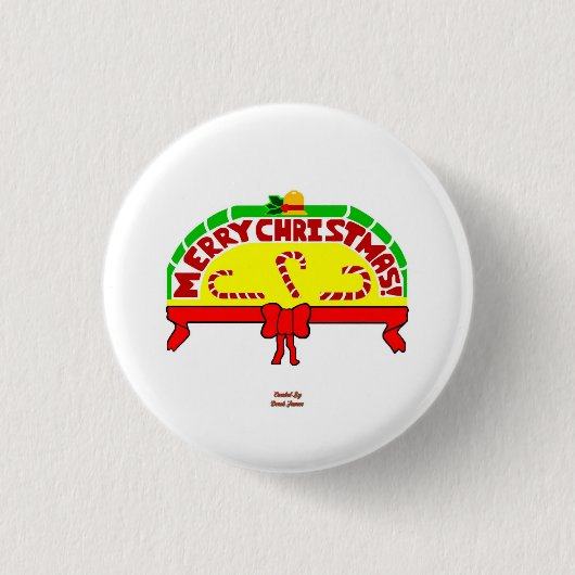 クリスマスグリーティングラウンドボタン 缶バッジ (正面)