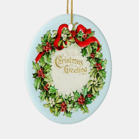 クリスマスグリーティングリースヴィンテージオーナメント セラミックオーナメント (右)