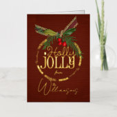 クリスマスグリーティングレトロクリスマスカードゴールドフォイル 箔シーズンカード (正面)