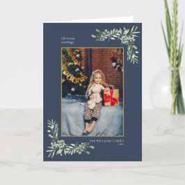 クリスマスグリーティング写真モダン緑エレガント色 シーズンカード