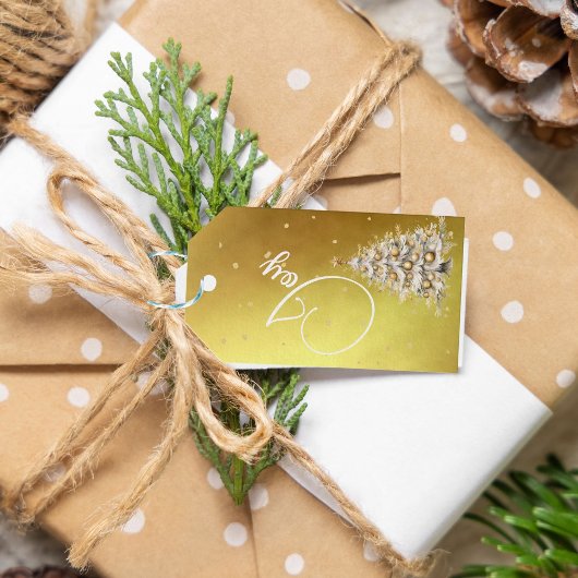 クリスマスグリーティング喜び金ゴールドのカラーツリー ギフトタグ