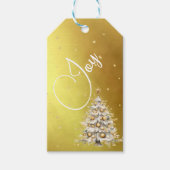 クリスマスグリーティング喜び金ゴールドのカラーツリー ギフトタグ (正面)