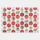 クリスマスグリーティング6フォトモノグラムレッドスパークル ラッピングペーパーシート (正面3)