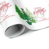 クリスマスグリーティング、グリーンツリーラッピング紙 ラッピングペーパー (ロールコーナー)