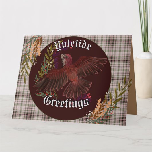 クリスマスグリーティング パープルフィンチ カード (正面)