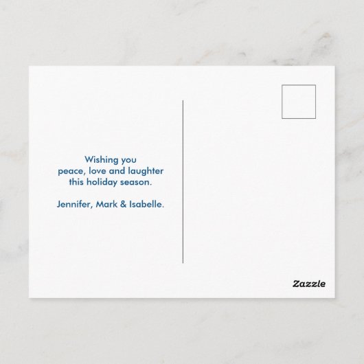 クリスマスグリーティング ピンクのフラミンゴがサンタ帽をかぶったクリスマス ポストカード (裏面)