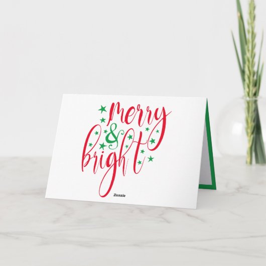 クリスマスグリーティング メリーアンドブライト 赤と緑 カード (裏面)
