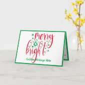 クリスマスグリーティング メリーアンドブライト 赤と緑 カード (黄色い花)