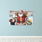 クリスマスグリーティン与えグサンタの贈り物 キャンバスプリント (インサイチュ (ウッドフロア))
