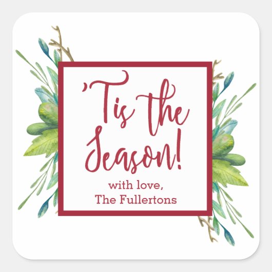 クリスマスグリーナリーギフトスススススススクエア スクエアシール (正面)