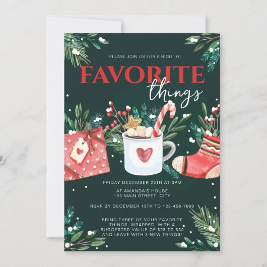 クリスマスグリーンお気に入りのフェスティバルパーティー 招待状 (正面)