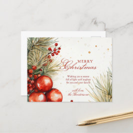 クリスマスグリーンとオーナメント シーズンポストカード