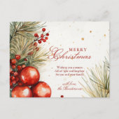 クリスマスグリーンとオーナメント シーズンポストカード (正面)