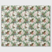 クリスマスグリーンとキャンディキャネラッピング紙 ラッピングペーパー (フラット)