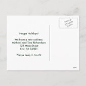 クリスマスグリーンとシルバーのトナカイの新しい住所 シーズンポストカード (裏面)