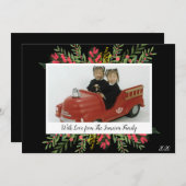 クリスマスグリーンとフラワーズホリデーカード シーズンカード (正面/裏面)