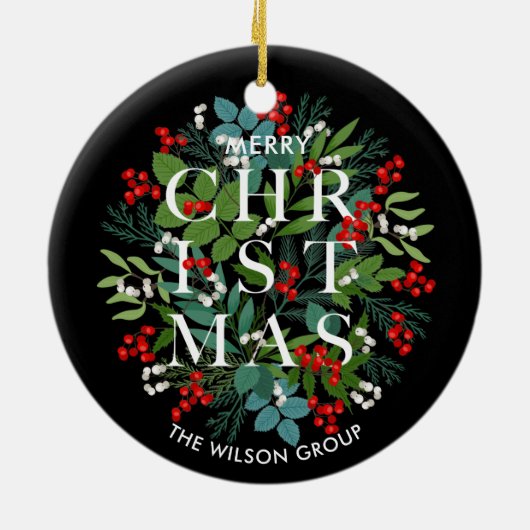 クリスマスグリーンとブラックの果実 セラミックオーナメント (裏面)