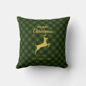クリスマスグリーンとブラックバッファロープリッドディアー クッション (裏面)