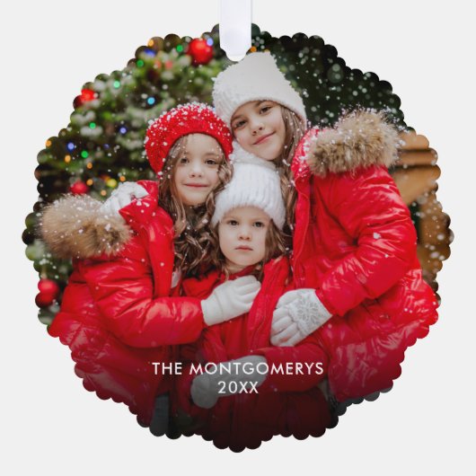 クリスマスグリーンとベリーの写真 オーナメントカード (正面)