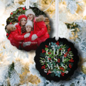 クリスマスグリーンとベリーの写真 オーナメントカード