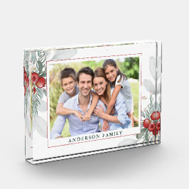 クリスマスグリーンとベリーの写真 フォトブロック