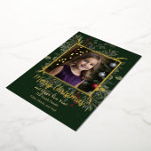 クリスマスグリーンとベリーフォイルホリデーカード 箔シーズンカード (回転した状態)