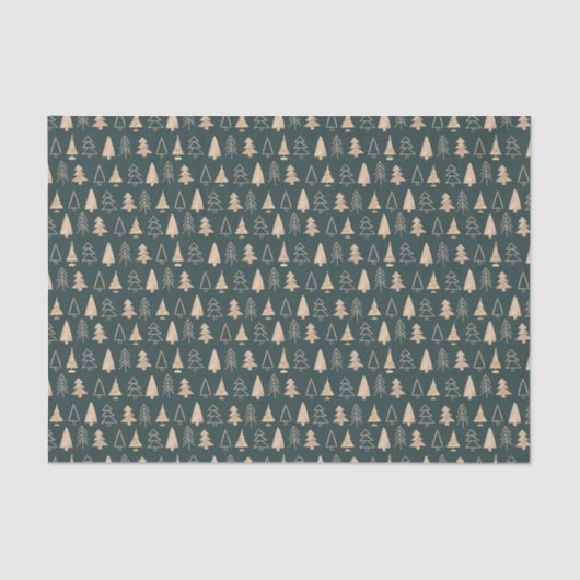 クリスマスグリーンとベージュの松のパターンの贈り物t 薄葉紙 (正面)