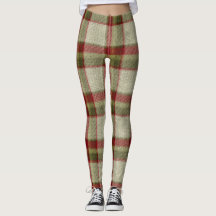 クリスマスグリーンとレッドプレイド編み物パターン