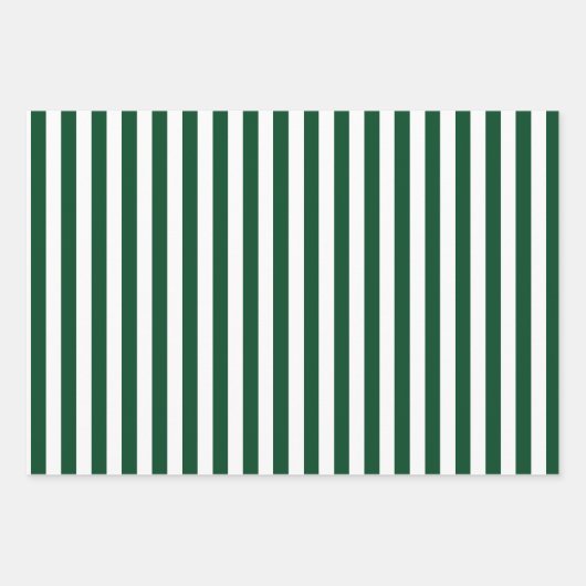クリスマスグリーンと白ストライプの色 ラッピングペーパーシート (正面3)