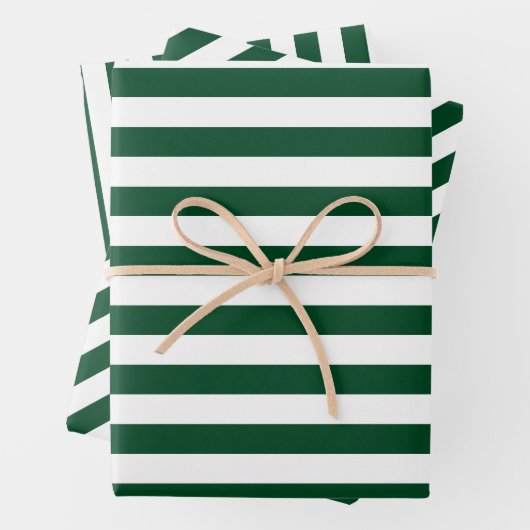クリスマスグリーンと白ストライプの色 ラッピングペーパーシート (インサイチュ)