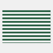 クリスマスグリーンと白ストライプの色 ラッピングペーパーシート (正面)