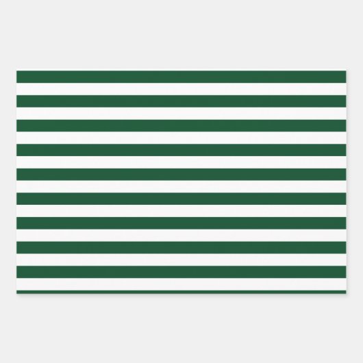 クリスマスグリーンと白ストライプの色 ラッピングペーパーシート (正面)