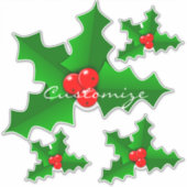 クリスマスグリーンと赤いホリーサンダー_コーブ シール (正面)