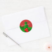 クリスマスグリーンと赤いホリーサンダー_コーブ ラウンドシール (封筒)