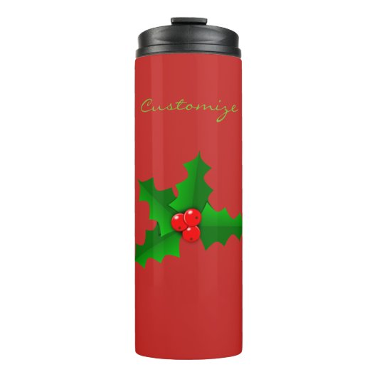 クリスマスグリーンと赤い柊のサンダー_コーブ タンブラー (正面)
