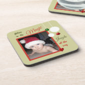 クリスマスグリーンと赤と写真とボーブル コースター (左側)