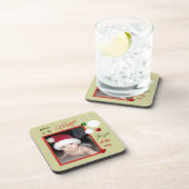 クリスマスグリーンと赤と写真とボーブル コースター (右側)