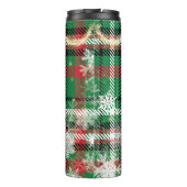 クリスマスグリーンと赤の格子模様モノグラム タンブラー (裏面)