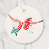 クリスマスグリーンと赤の格子縞が弓の休日で結ばれる フェイバータグ (正面)