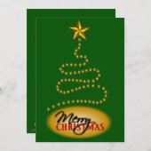 クリスマスグリーンと金ゴールドパーティの招待状招待状 招待状 (正面/裏面)