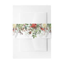 クリスマスグリーンと雪結婚片 招待状ベリーバンド