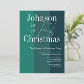 クリスマスグリーンのストライプのクリスマスパーティー 招待状 (スタンド正面)