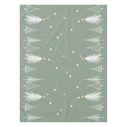 クリスマスグリーンのテーブルクロスと白い木 テーブルクロス (正面)