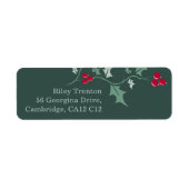 クリスマスグリーンのホリーと赤い果実のグラフィック ラベル (正面)