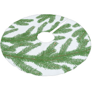 クリスマスグリーンのモミの枝 ブラッシュドポリエステルツリースカート