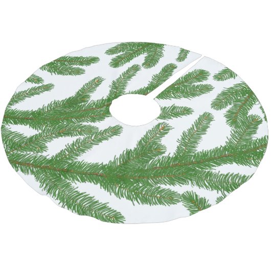 クリスマスグリーンのモミの枝 ブラッシュドポリエステルツリースカート (アングル)